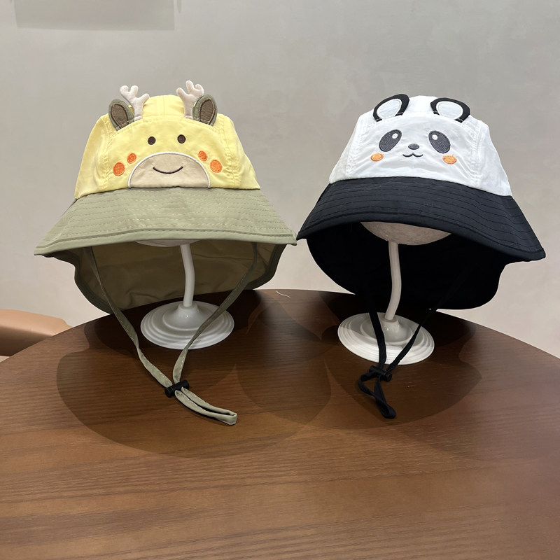 儿童帽子夏款防晒帽男童大檐遮阳帽夏季披肩帽女宝防紫外线太阳帽