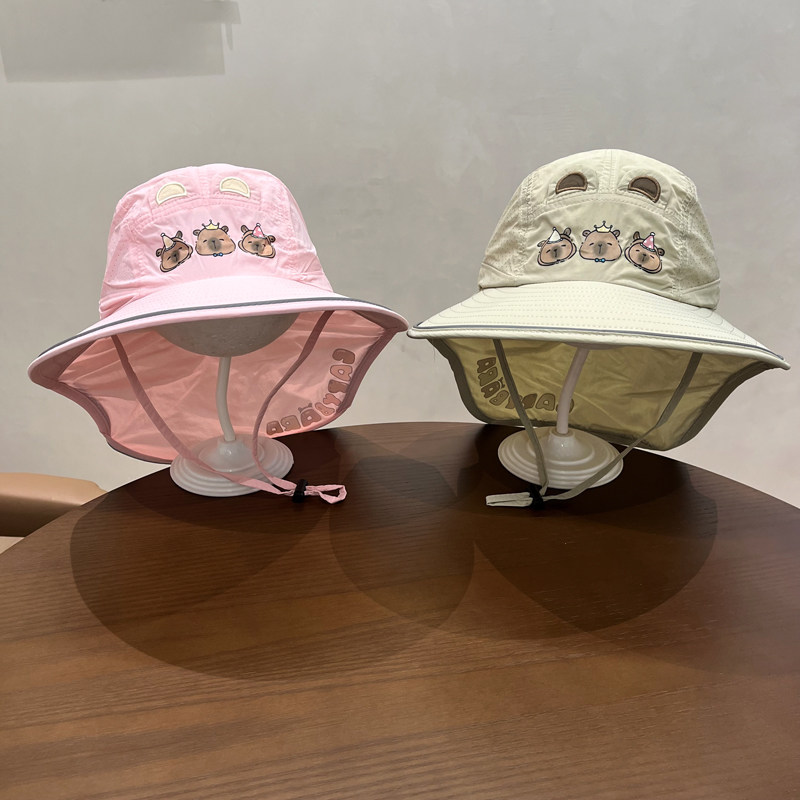宝宝防晒帽夏季薄款婴儿遮阳帽儿童男童防紫外线护颈太阳披肩帽子