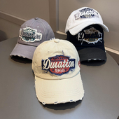 儿童帽子春秋款 女童百搭休闲做旧棒球帽男宝宝保暖遮阳复古鸭舌帽