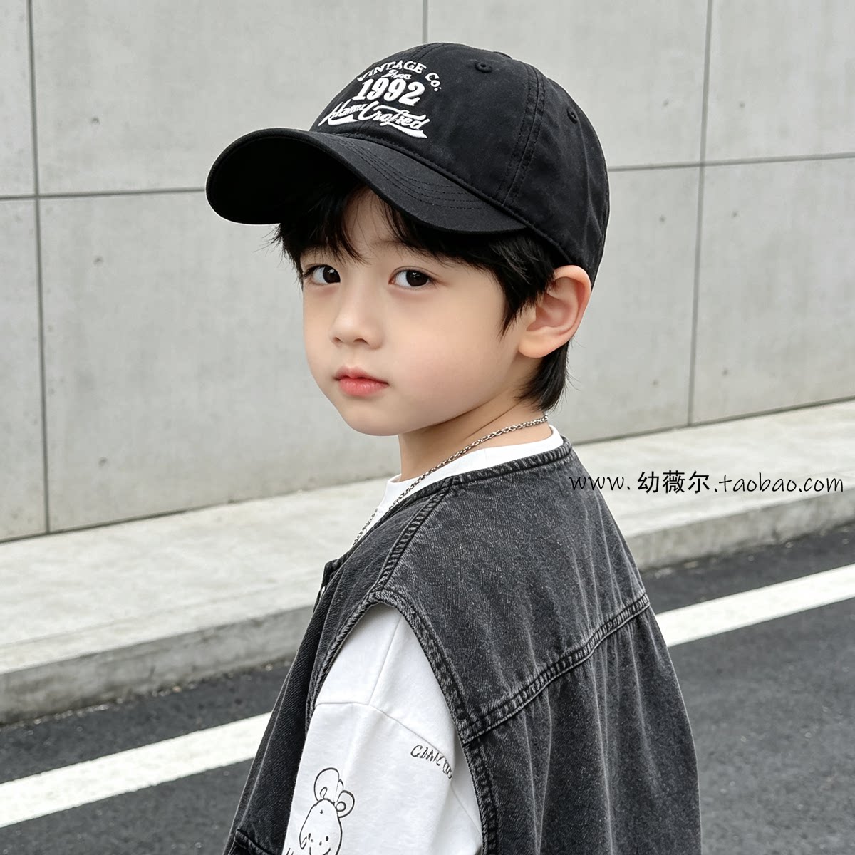 儿童帽子女童黑色棒球帽男中大童韩版百搭春秋鸭舌帽遮阳春夏季潮