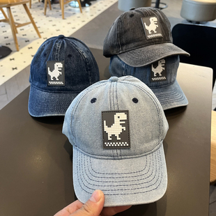 新款儿童牛仔帽子恐龙棒球帽男女童防晒遮阳鸭舌帽时尚男孩帽子潮
