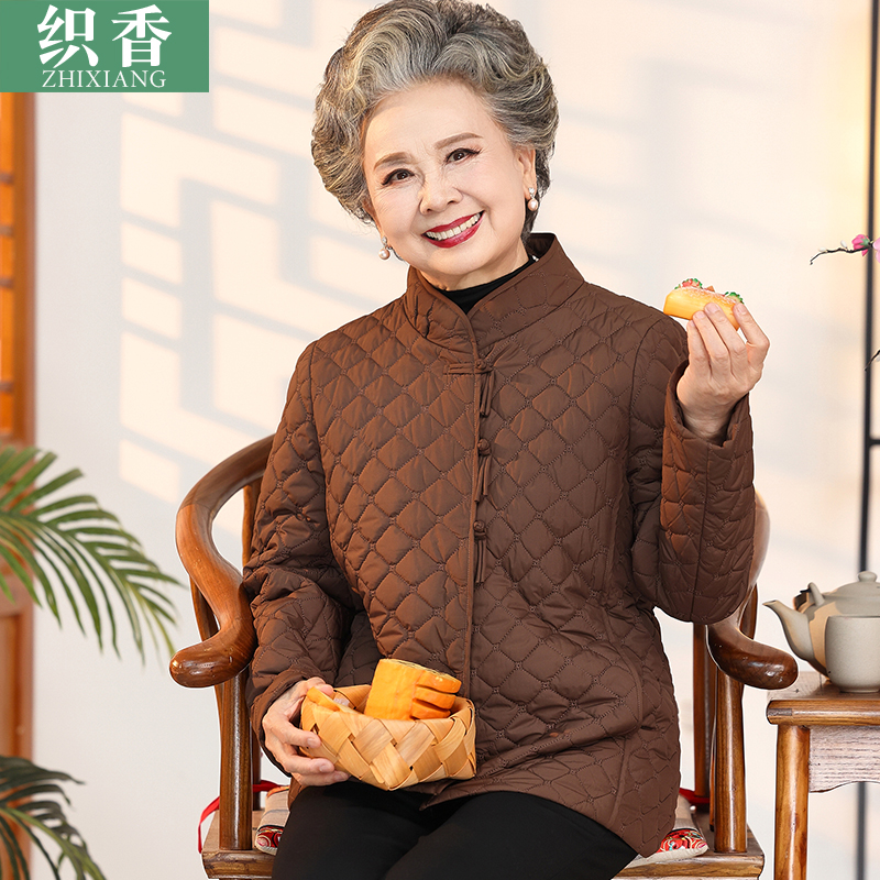 妈妈春装轻薄棉衣外套中老年人女装防风棉服奶奶秋冬洋派保暖衣服