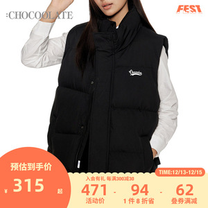 : CHOCOOLATE情侣款宽松拉链马甲2024冬季新款潮流活力夹棉背心