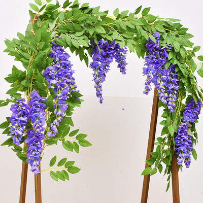 仿真紫藤花假花藤条装饰花塑料吊顶花串藤蔓空调管道遮挡缠绕吊花