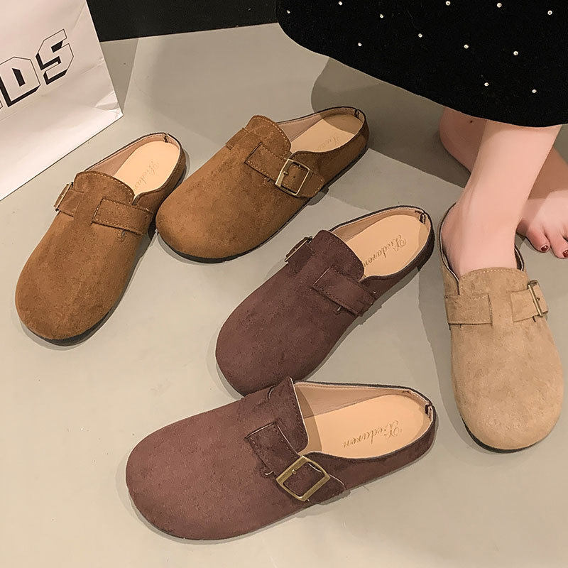 时尚外穿懒人鞋百搭平底勃肯鞋女2025新款秋季复古法式包头半拖鞋,女鞋,勃肯鞋/软木鞋,淘宝优惠券,粉丝福利购,淘宝优惠卷