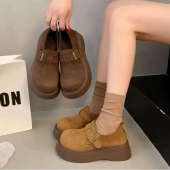 复古美拉德勃肯鞋 厚底增高单鞋 新款 女2025春季 全包博肯钓鱼乐福鞋