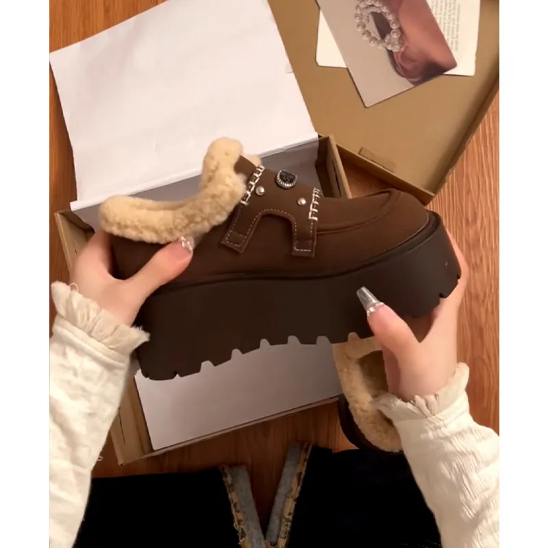 爆款冬季勃肯鞋增高厚底乐福鞋