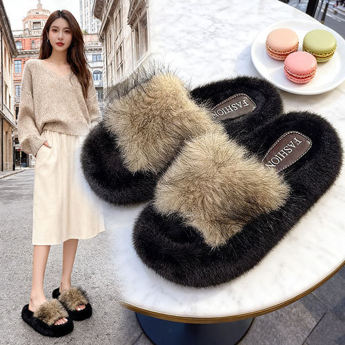 爆款毛毛拖鞋女冬季外穿2025新款