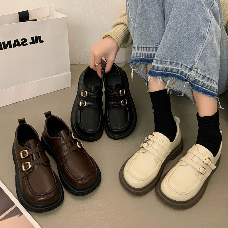 增高乐福鞋英伦风配裙子JK单鞋女