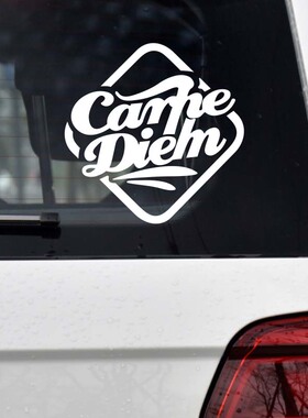 及时行乐carpe diem汽车三角窗玻璃油箱盖机车头盔摩托车反光车贴