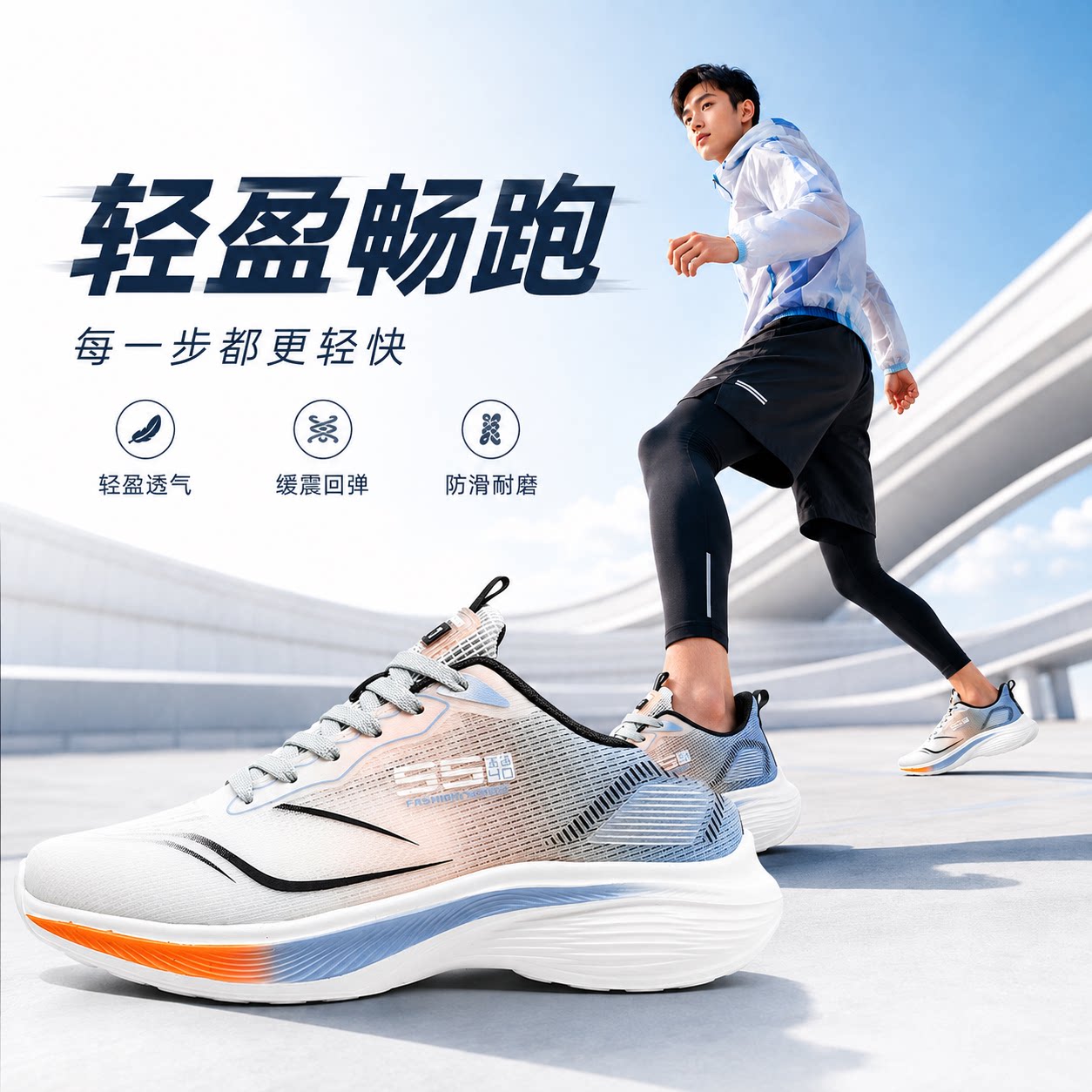 运动鞋男夏季冰丝网面透气跑步鞋图片