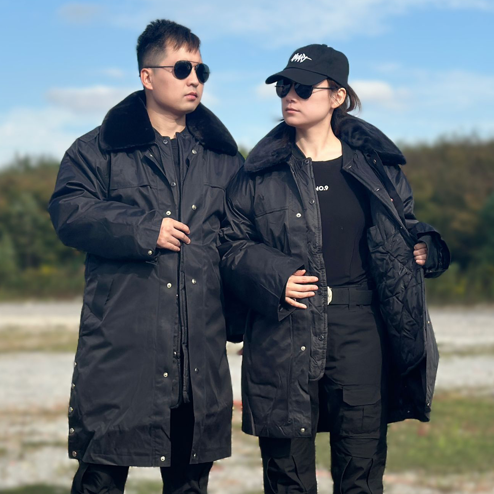 军棉大衣男冬季加厚反光条中长款