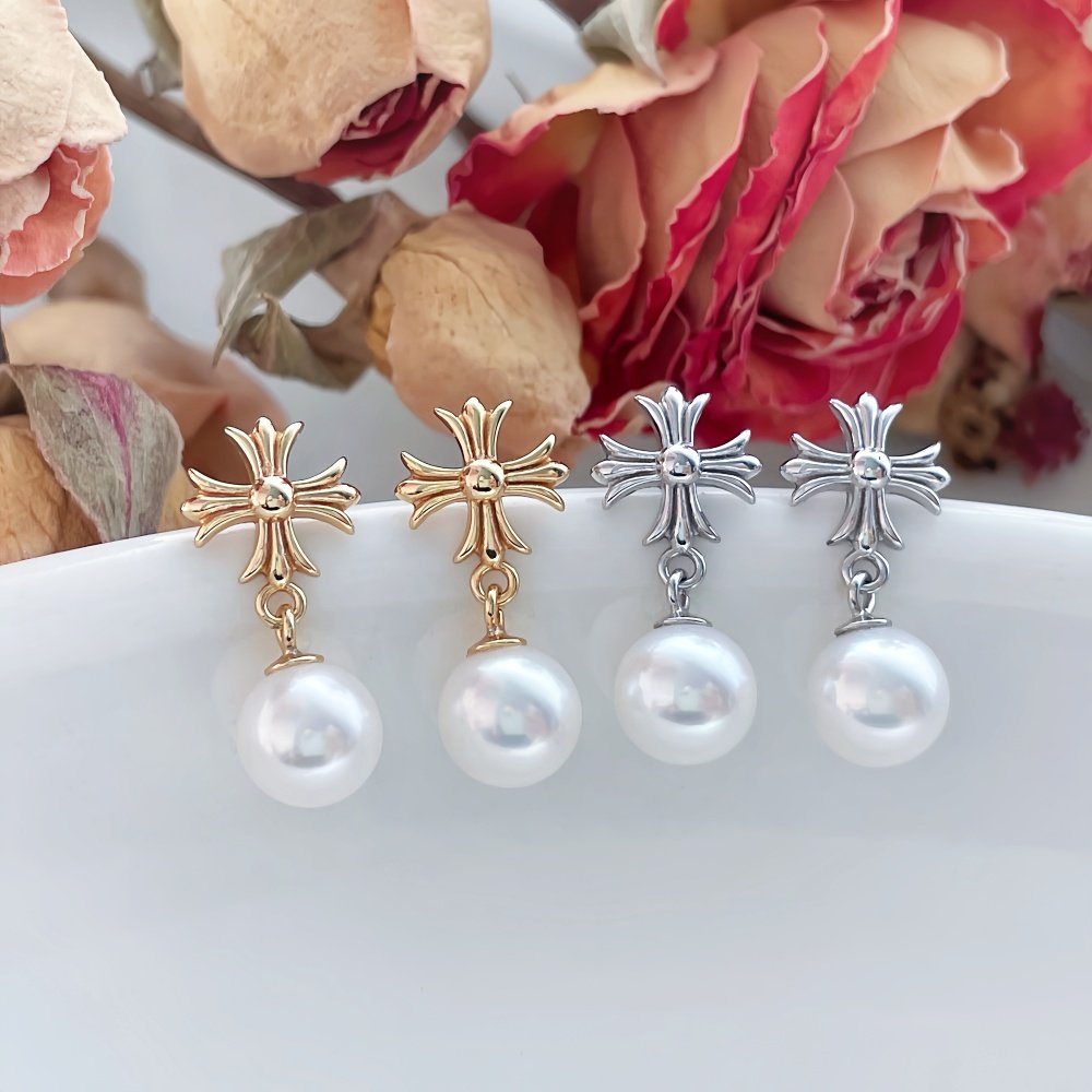 天然淡水珍珠强光圆珠耳钉经典简约纯银耳饰时尚十字架明星款耳环,珠宝/钻石/翡翠,耳饰,淘宝优惠券,粉丝福利购,淘宝优惠卷