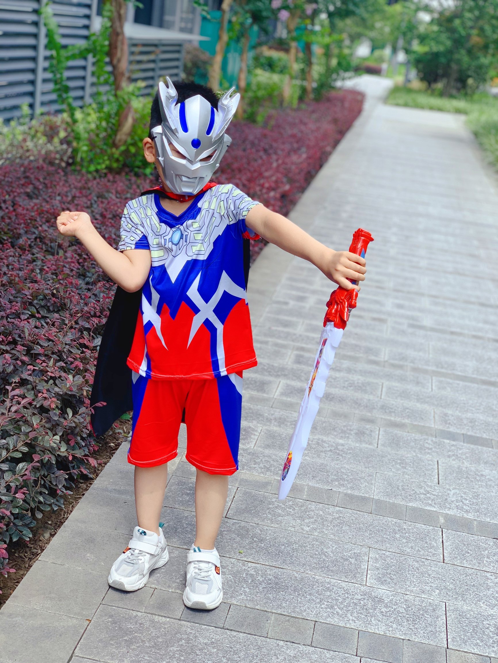 儿童赛罗奥特曼衣服短袖t恤套装男孩2023新款夏装男童两件套表演