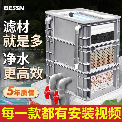 周转箱过滤箱鱼缸过滤器滴流盒过滤盒外置上滤整套鱼池水循环系新