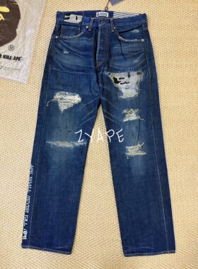 BAPE TYPE2 DAMAGE DENIM ZOZO限定牛王破坏补丁水洗牛仔裤