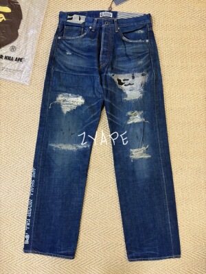 BAPE TYPE2 DAMAGE DENIM ZOZO限定牛王破坏补丁水洗牛仔裤