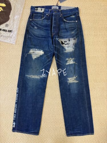 BAPE TYPE2 DAMAGE DENIM ZOZO限定牛王破坏补丁水洗牛仔裤