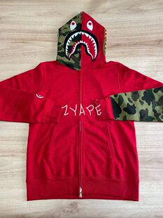 BAPE 元年款 半袖绿迷彩CAMO 鲨鱼休闲拉链卫衣 连帽衫
