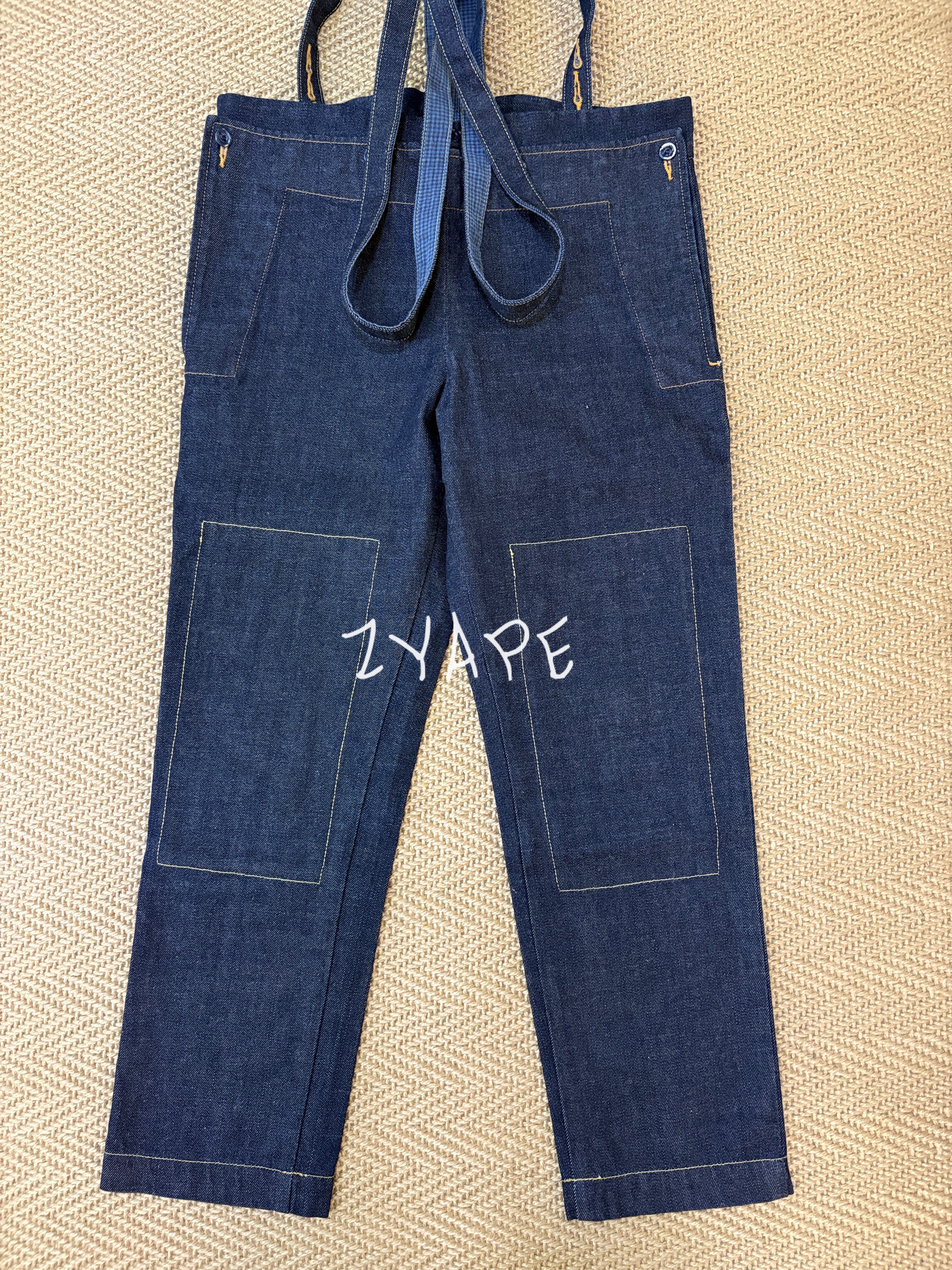 VISVIM 原色背带九分牛仔裤