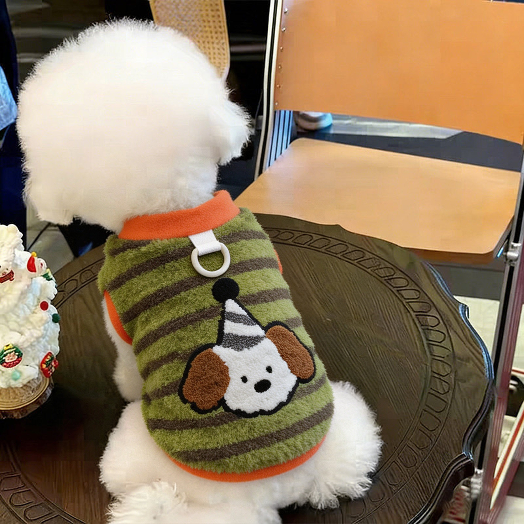 狗狗衣服雪纳瑞冬装高颜值约克夏幼犬防脏带牵引环加绒舒适两脚衣图片