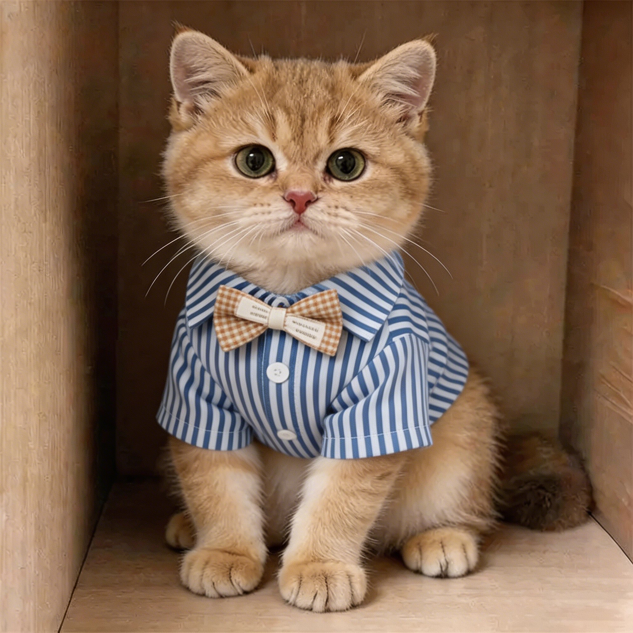 猫衣服防掉毛薄款夏幼猫秋天居家小猫宠物服装秋冬衬衫英伦风条纹图片