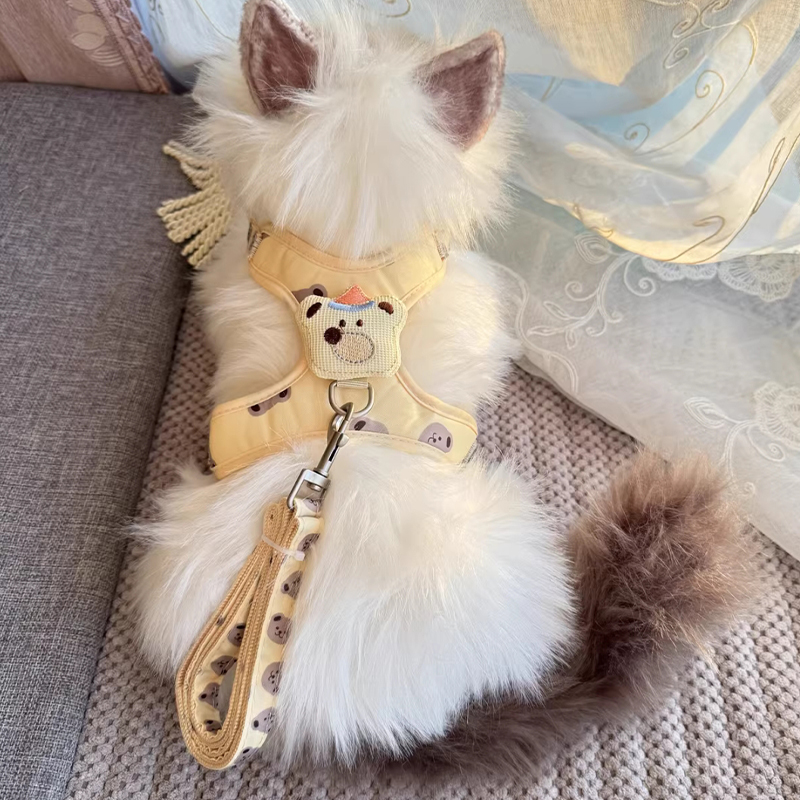 猫咪牵引绳防挣脱外出专用猫绳子宠物胸背带可调节夏季透气溜猫绳