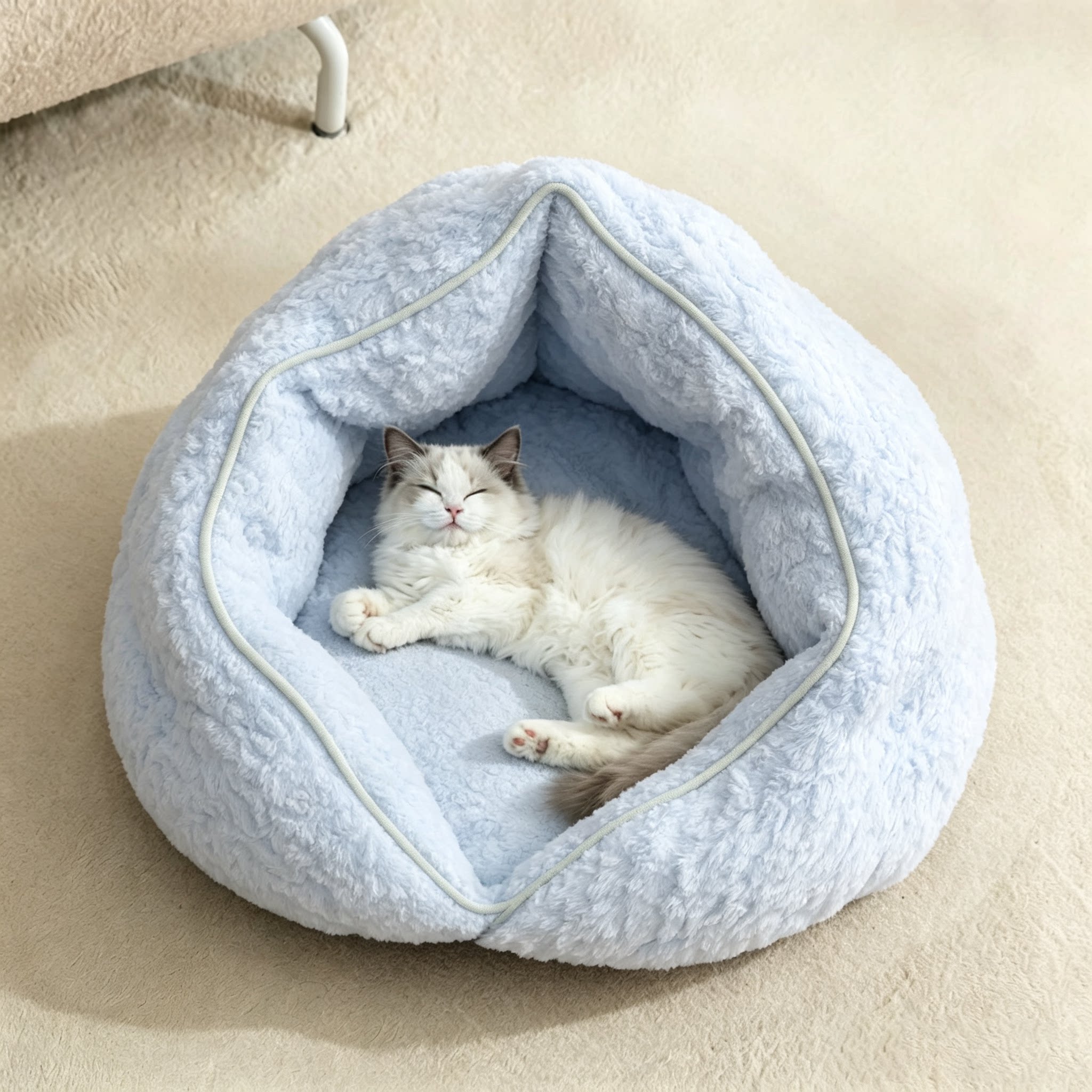 猫窝冬季保暖半封闭式加绒猫咪垫子网红窝窝头舒适午睡布偶猫起司