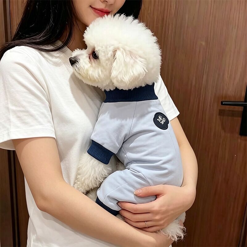 狗狗衣服薄款夏季新款夏外出防脏带牵引扣比熊简约四脚衣马尔济斯