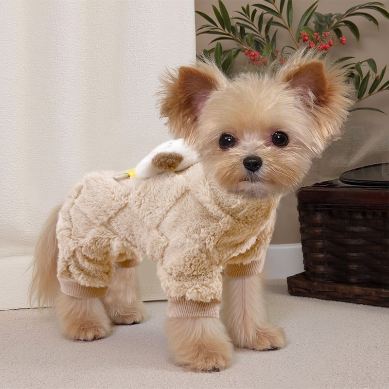 狗狗秋冬衣服小型犬冬天保暖厚款冬装泰迪加绒可牵引新款四脚棉衣