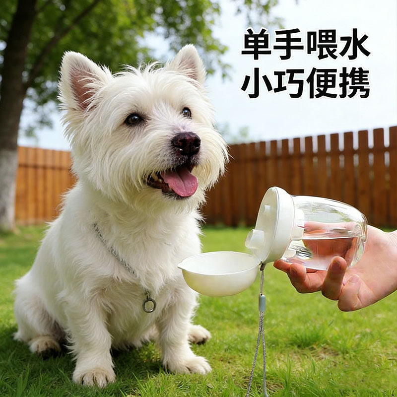 狗狗外出水杯喝水器挂式水壶高颜值透明式饮水器雪纳瑞宠物露营用