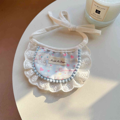 可爱猫咪蕾丝可调围兜口水巾