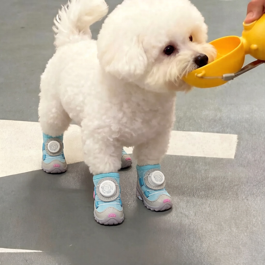 狗狗鞋子夏透气小型犬外出专用高颜值防脏防掉遛狗蓝色休闲鞋布鞋