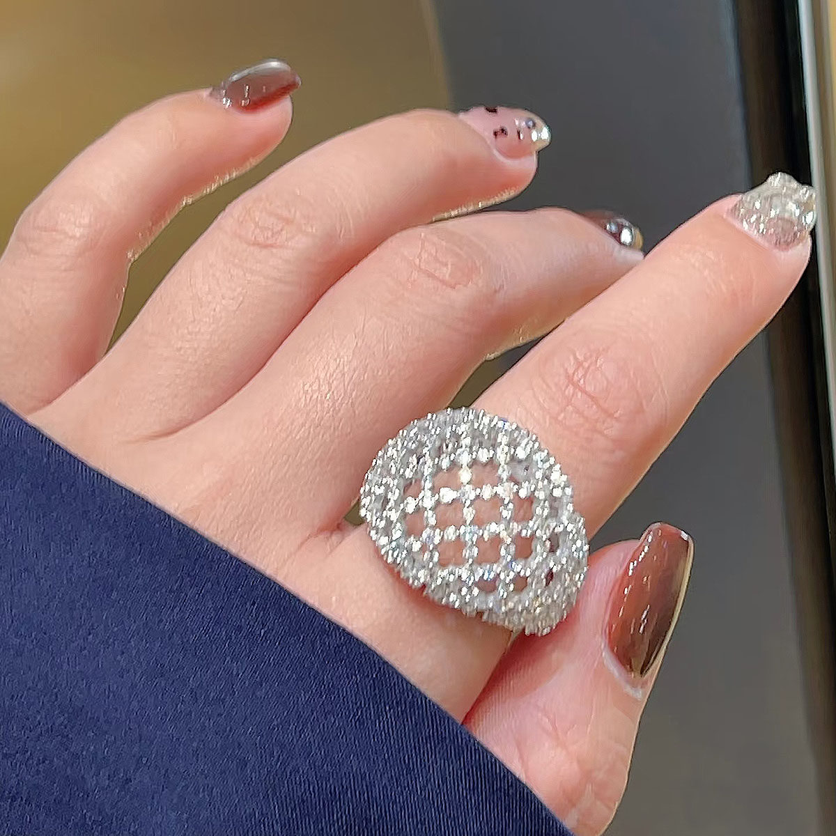 独特设计感金属镂空网格戒指女小众高级感银色个性开口食指指环潮,饰品/流行首饰/时尚饰品新,戒指/指环,淘宝优惠券,粉丝福利购,淘宝优惠卷