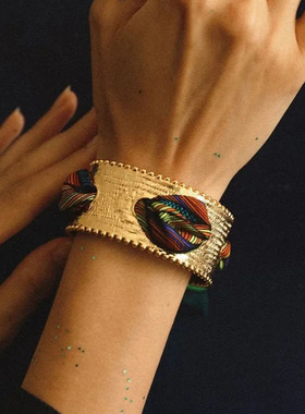 异域敦煌油画风丝巾手镯开口手环