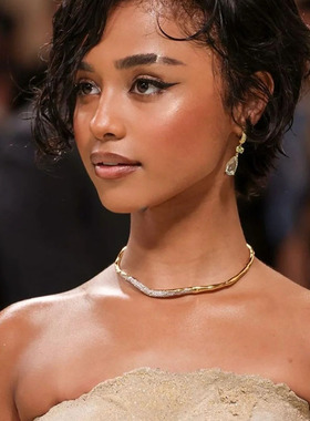 金色不规则熔岩闪钻项圈项链颈圈