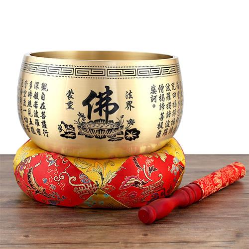 纯铜心经铜罄唱颂钵音疗瑜伽钵波罗蜜磬盂冥想R中式静心佛音碗中_虎窝淘
