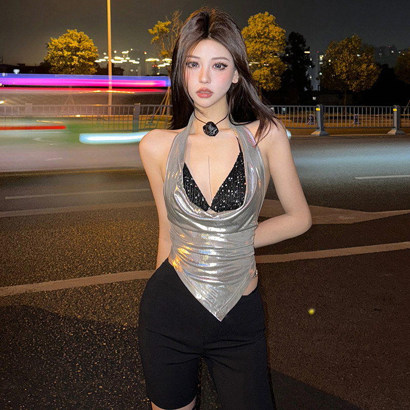 KLIOU辣妹炸街显瘦露背两件套图片