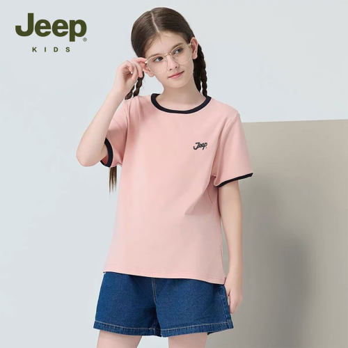 Jeep吉普女童短袖T恤透气百搭潮