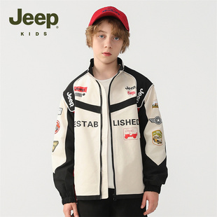 Jeep吉普男童外套2025秋冬新款防风舒适中大童赛车服儿童夹克上衣