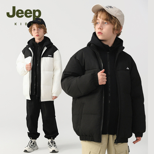 Jeep男童轻薄羽绒服短款冬季宽松加厚保暖舒适中大童棉服儿童外套