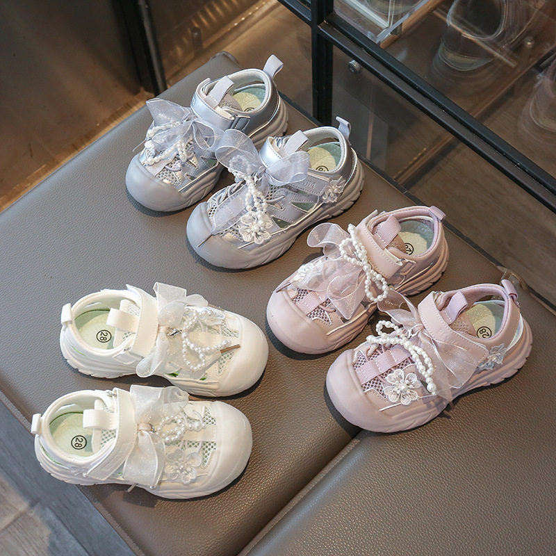 女童包头凉鞋2025新款夏季儿童鞋子公主鞋软底女宝魔术贴沙滩鞋