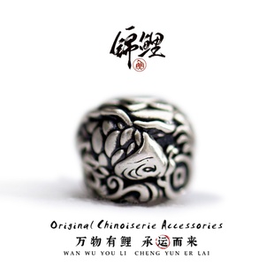 999足银手串配饰隔珠锦鲤手链上岸好运DIY银饰配件编绳文玩鱼散珠