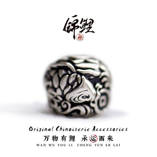 999足银手串配饰隔珠锦鲤手链上岸好运DIY银饰配件编绳文玩鱼散珠 - 封面