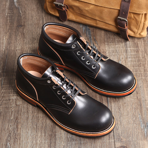 德永中帮工装鞋圆头休闲皮鞋短靴