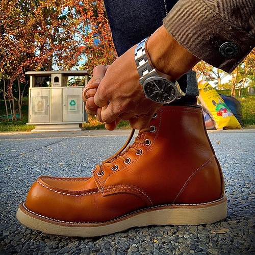 固特异手工875工装靴休闲马丁靴