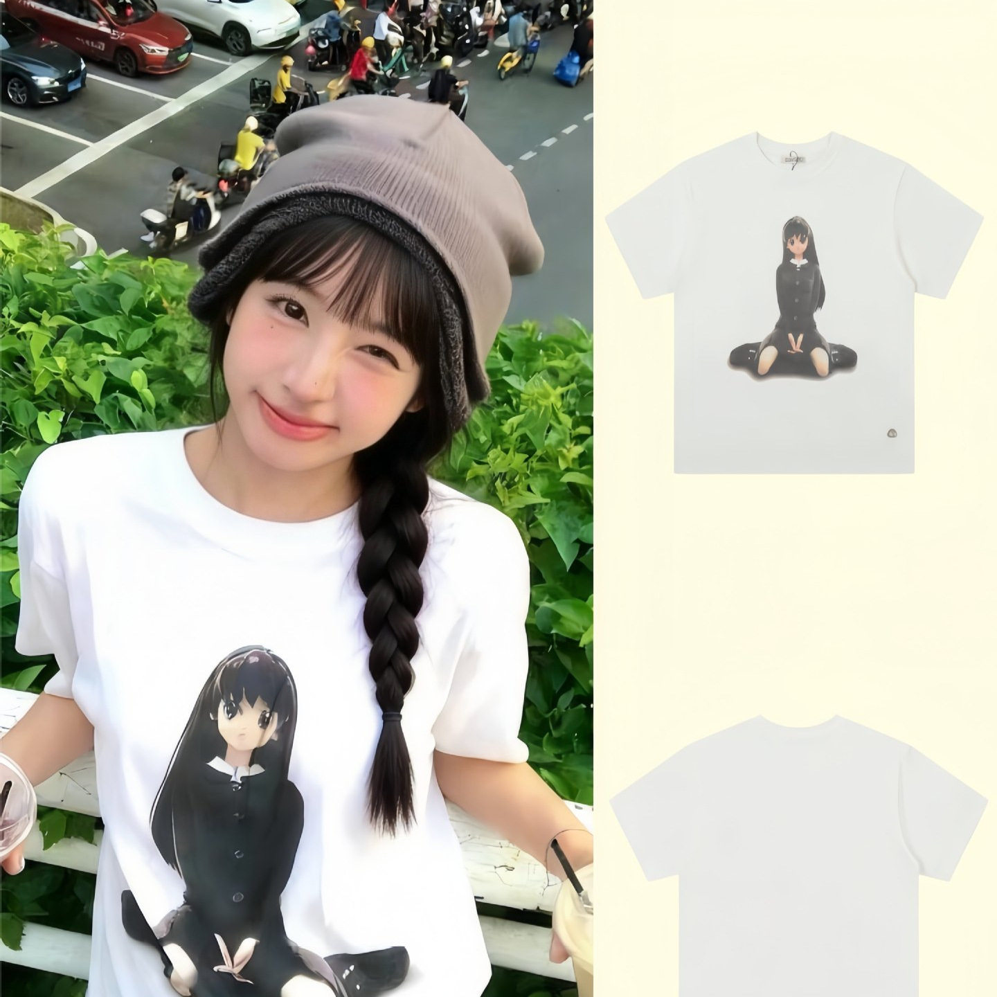 韩国小众潮牌coys*eio短袖女漫画上衣卡通动漫少女人物印花T恤