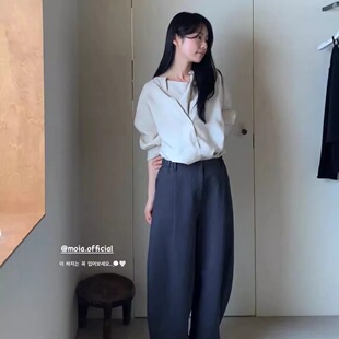 oia莫代尔丝绸混纺双面垂褶衬衫 韩国设计师m 新款 2026春季