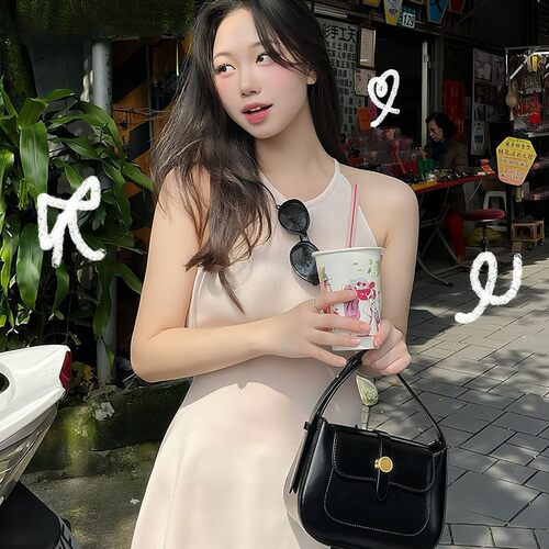 韩国Lememe车静媛同款复古牛皮单肩腋下手提包mini邮差包