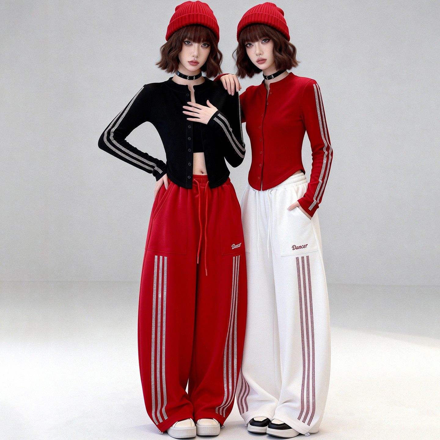 2026年春新款舞蹈服女时尚显瘦运动演出服爵士舞工装曳步舞弯刀裤,女装/女士精品,休闲运动套装,淘宝优惠券,粉丝福利购,淘宝优惠卷